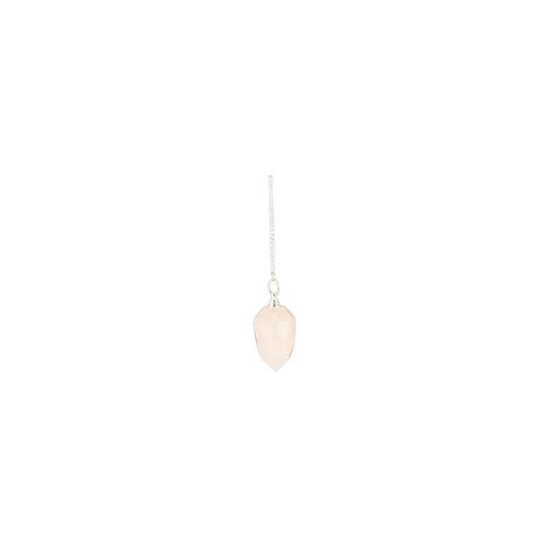 Pendule goutte à facettes quartz rose