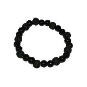 Bracelet perles de karma onyx et bois noir 